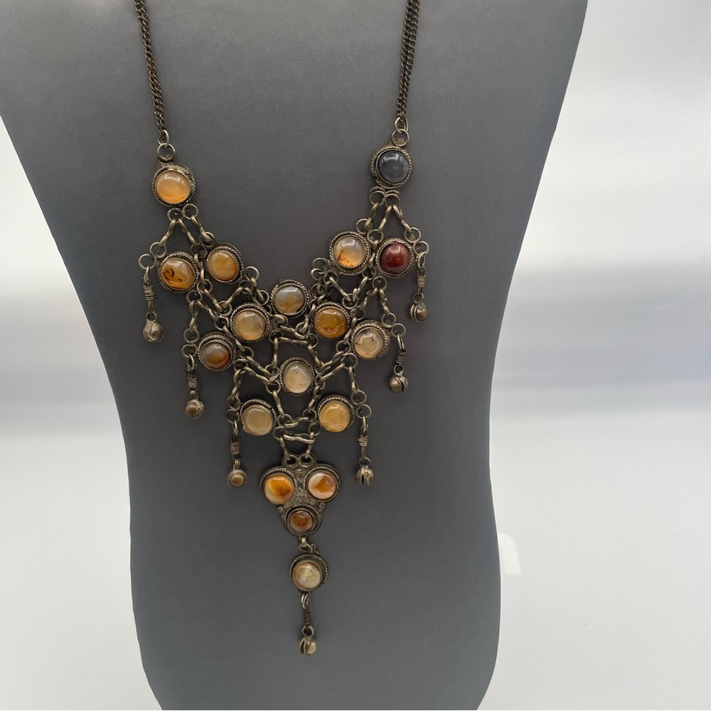 Vintage Tribal Agate Bib/Choker Necklace - Picture 2 of 6